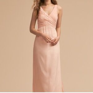 BHLDN Brigitte Blush Crinkled Chiffon Maxi Dress Size Medium